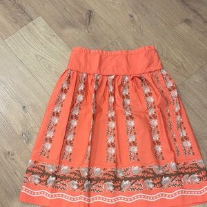 J. Crew Coral Floral Border A-Line Skirt
